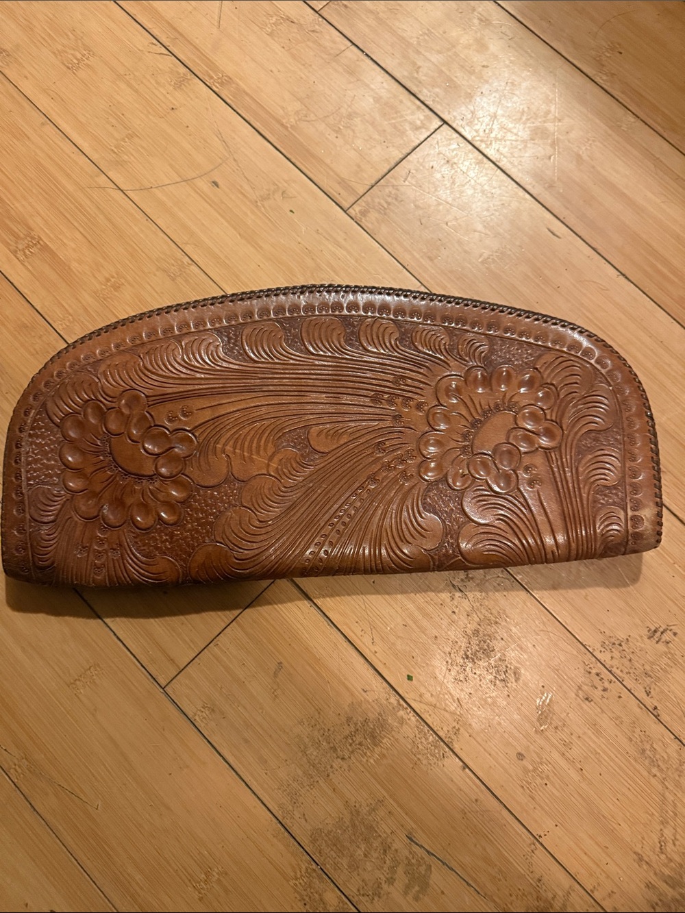 Hand-Tooled Floral purse satchel Case - Brown